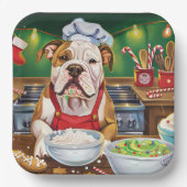 Amerikaanse Bulldog Holiday Baking: Feestelijke Ke Papieren Bordje (Voorkant)