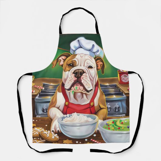 Amerikaanse Bulldog Holiday Baking: Feestelijke Ke Schort (Voorkant)