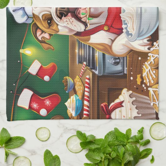 Amerikaanse Bulldog Holiday Baking: Feestelijke Ke Theedoek (Gevouwen)