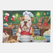 Amerikaanse Bulldog Holiday Baking: Feestelijke Ke Theedoek (Horizontaal)
