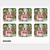 Amerikaanse Bulldog Holiday Baking: Feestelijke Ke Vierkante Sticker (Vel)