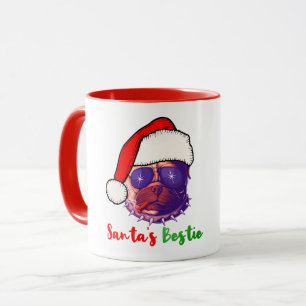 Amerikaanse Bulldog Kerstmis Santa's Beste Vriend Mok