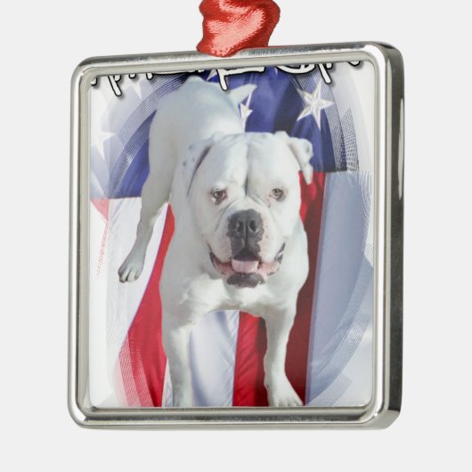 Amerikaanse Bulldog Metalen Ornament (Links)