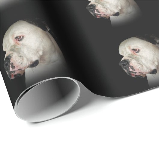 Amerikaanse Bulldog op zwart Cadeaupapier (Rol Hoek)