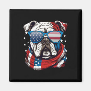 Amerikaanse Bulldog Patriottische 4 juli Hondenlie Magneet
