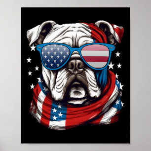 Amerikaanse Bulldog Patriottische 4 juli Hondenlie Poster