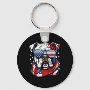 Amerikaanse Bulldog Patriottische 4 juli Hondenlie Sleutelhanger