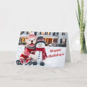 Amerikaanse Bulldog poseert met zijn Kaart