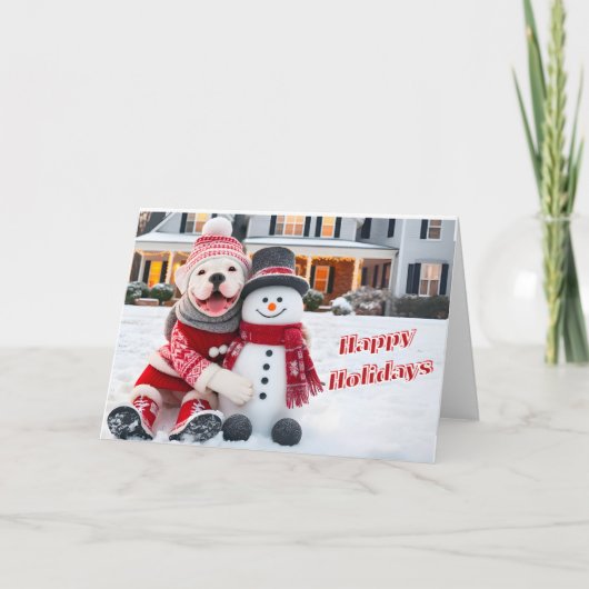 Amerikaanse Bulldog poseert met zijn Kaart (Voorkant)