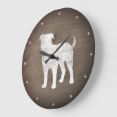 Amerikaanse Bulldog Silhouette Faux Rustic Wood Grote Klok (Hoek)