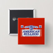 Amerikaanse Bulldog Vierkante Button 5,1 Cm (Voorkant /achterkant)
