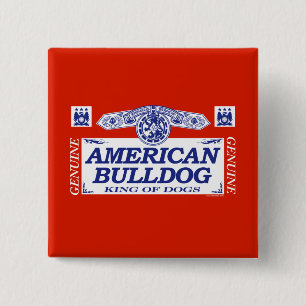 Amerikaanse Bulldog Vierkante Button 5,1 Cm