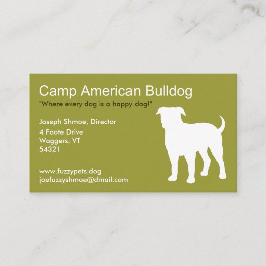 Amerikaanse Bulldog Visitekaartje (Voorkant)