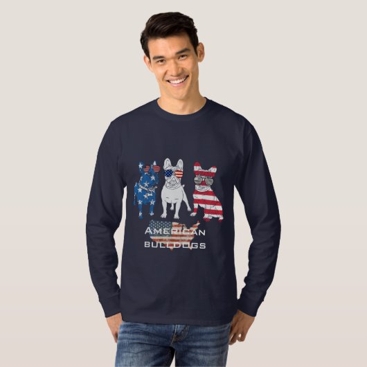 Amerikaanse bulldogs met lange hoes t-shirt (Voorkant volledig)