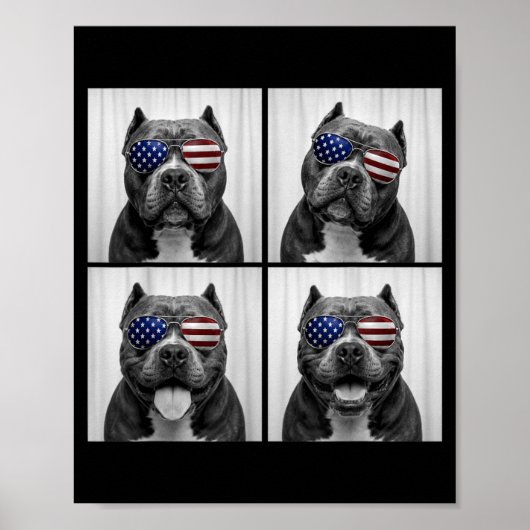 Amerikaanse Bully 4 juli Amerikaanse Vlag Hond Poster (Voorkant)
