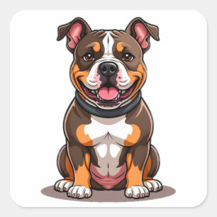 Amerikaanse Bully Cute Puppy Stijl Vierkante Sticker