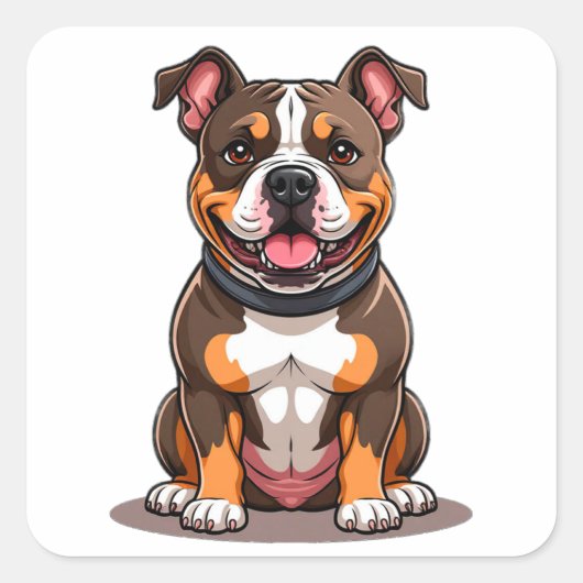 Amerikaanse Bully Cute Puppy Stijl Vierkante Sticker (Voorkant)