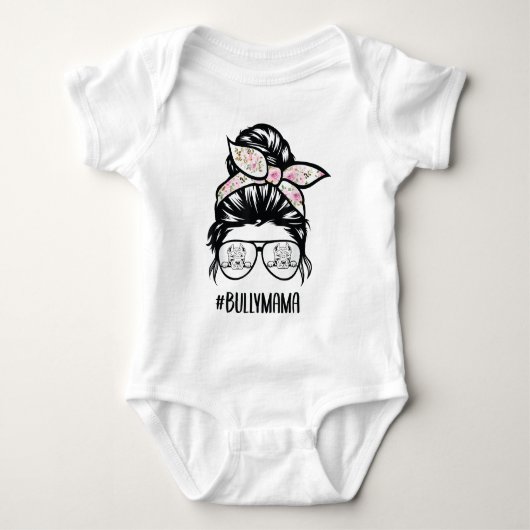 Amerikaanse Bully Mam messy-bun-haar bril T-shirt (Voorkant)