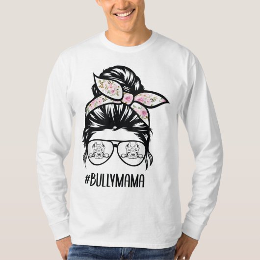 Amerikaanse Bully Mam messy-bun-haar bril T-shirt (Voorkant)