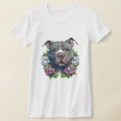 Amerikaanse Bully met bloemen T-shirt (Laagn)
