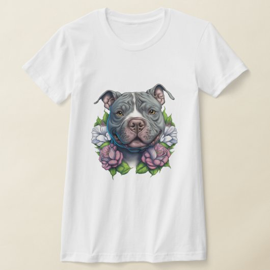 Amerikaanse Bully met bloemen T-shirt (Laagn)