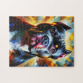Amerikaanse Bully Pitbull Hond Acryl Kunstprint Legpuzzel (Horizontaal)