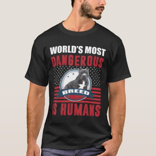 Amerikaanse Bully Pitbull Mensen Gevaarlijk Ras T-shirt (Voorkant)
