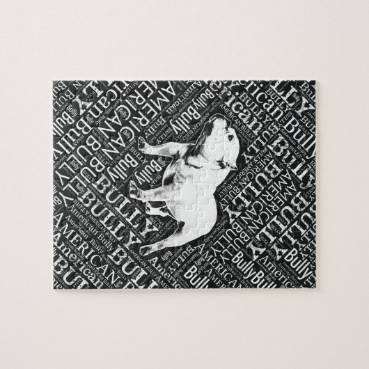 Amerikaanse Bully Word Art Legpuzzel (Horizontaal)