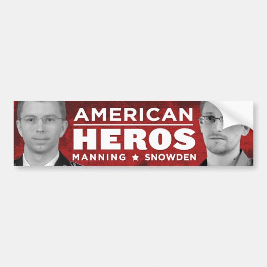 Amerikaanse Bumpersticker Heros - Snowden / Mannin (Voorkant)