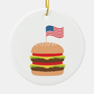 Amerikaanse Burger Keramisch Ornament