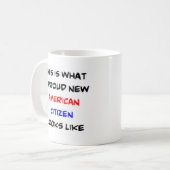 amerikaanse burger , trots nieuw koffiemok (Voorkant links)