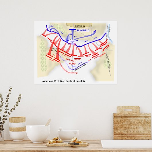 Amerikaanse burgeroorlog - Franklin militaire kaar Poster (Keuken)