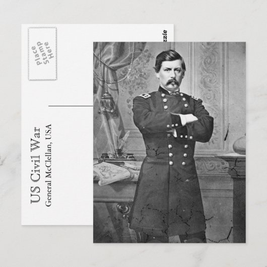 Amerikaanse burgeroorlog: General McClellan Briefkaart (Voorkant / Achterkant)