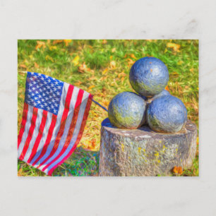 Amerikaanse Burgeroorlog Kanonskogels Kunst Briefkaart