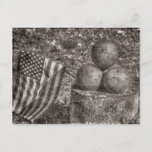 Amerikaanse Burgeroorlog Kanonskogels Vintage Briefkaart