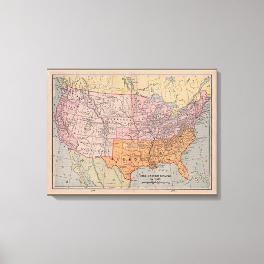  Amerikaanse Burgeroorlog Tijdperk Kaart 1861 Canvas Afdruk (Voorkant)