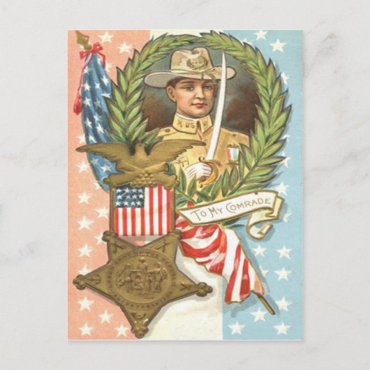Amerikaanse Burgeroorlog Vlag Cavalerie Krans Briefkaart (Voorkant)
