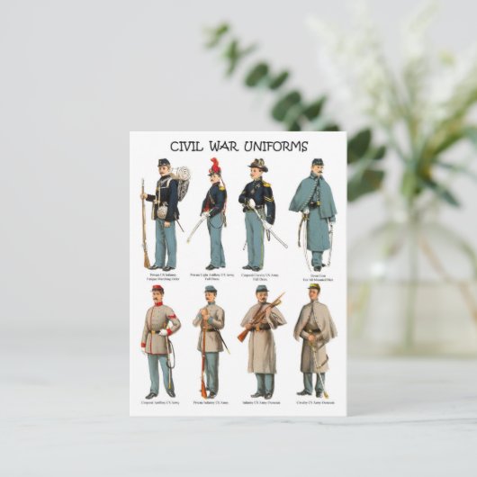 Amerikaanse burgeroorlogsuniformen briefkaart (Staand voorkant)