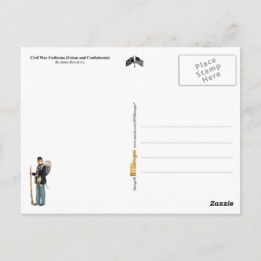 Amerikaanse burgeroorlogsuniformen briefkaart (Achterkant)