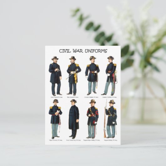 Amerikaanse burgeroorlogsuniformen briefkaart (Staand voorkant)