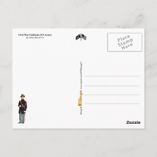 Amerikaanse burgeroorlogsuniformen briefkaart (Achterkant)