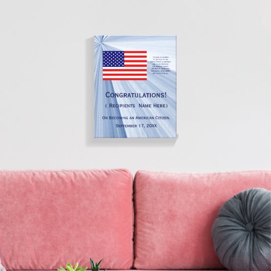 Amerikaanse Burgerschapsonderscheiding met Datum v Canvas Afdruk (Insitu (Woonkamer))