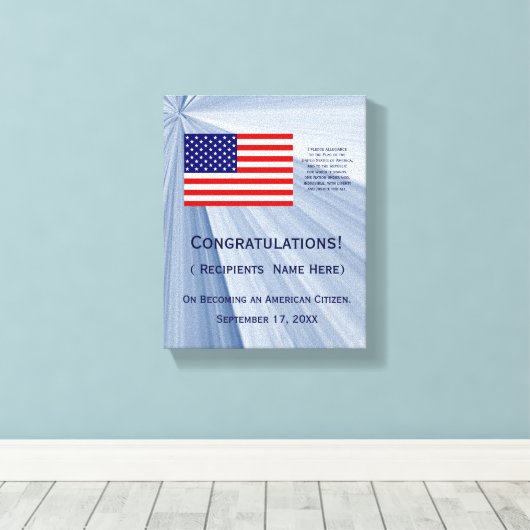 Amerikaanse Burgerschapsonderscheiding met Datum v Canvas Afdruk (Insitu (Houten vloer))