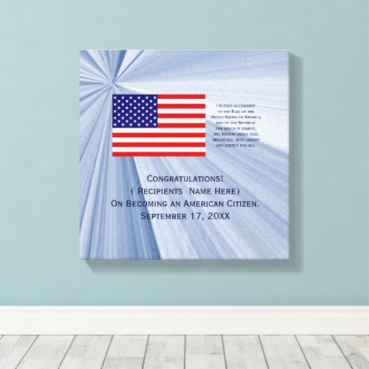 Amerikaanse Burgerschapsonderscheiding met Datum v Canvas Afdruk (Insitu (Houten vloer))