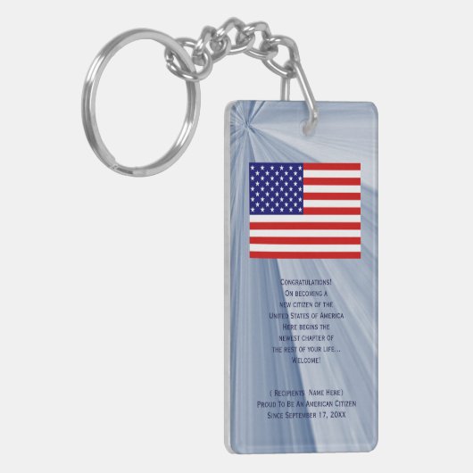 Amerikaanse Burgerschapsonderscheiding met Datum v Sleutelhanger (Voorkant Links)