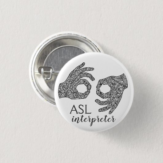 Amerikaanse Button voor gebarentaal (Voorkant /achterkant)