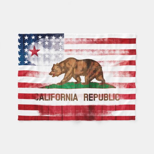 Amerikaanse Californische vlag | Hout en schildpad Fleece Deken (Voorkant (Horizontaal))