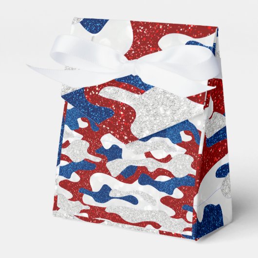 Amerikaanse Camo 4 juli Glitter Bedankdoosjes (Voorkant Zijde)
