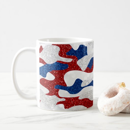 Amerikaanse Camo 4 juli Glitter Koffiemok (Met donut)