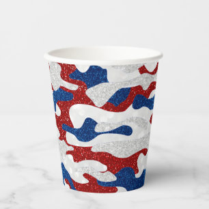 Amerikaanse Camo 4 juli Glitter Papieren Bekers